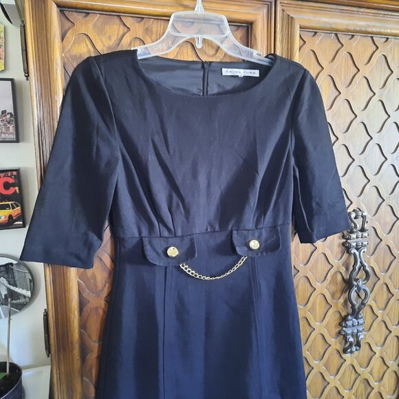 Trina Turk Vintage Gold Waist-Chain Sheath Dress Style# 2116232 - Black, Size S - Picture 2 of 16
